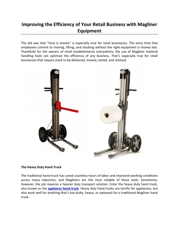 Improving the Efficiency of Your Retail Business with Magliner Equipment