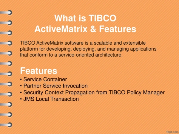 TIBCO Businessworks6x Features