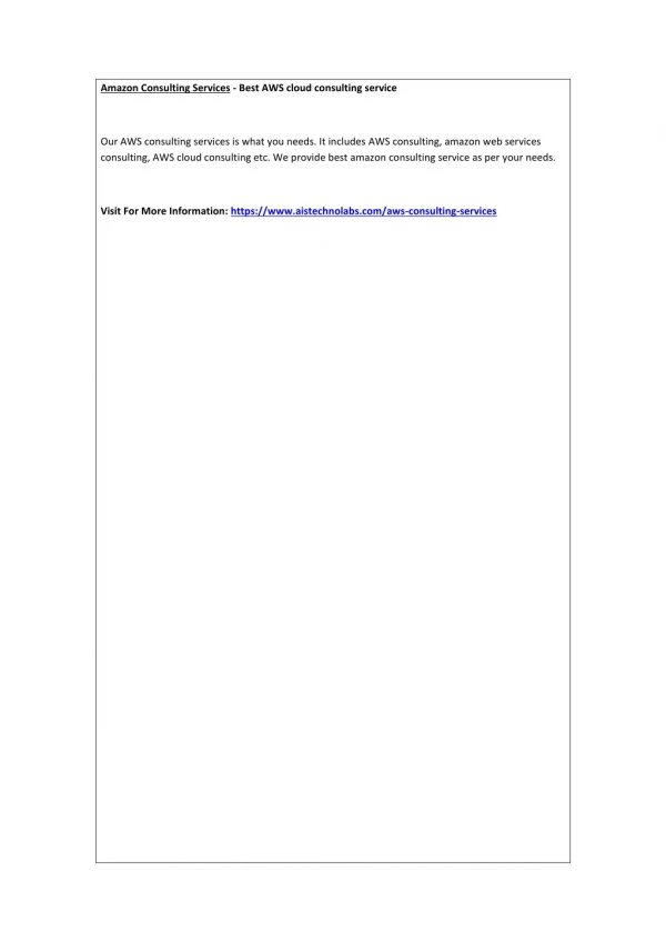 amazon consulting services best aws cloud