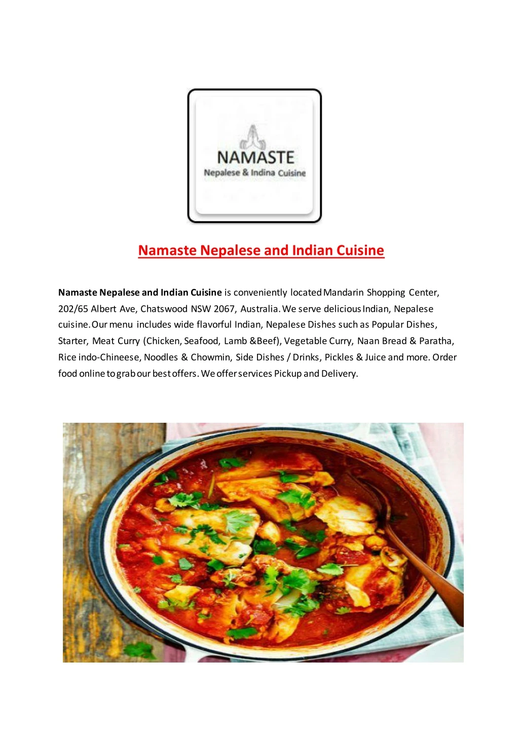 namaste nepalese and indian cuisine