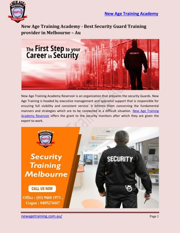 Steps to become security guard | New Age Training Academy Reservoir | Au