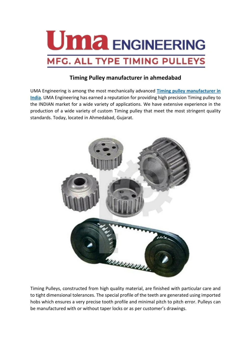 timing pulley manufacturer in ahmedabad