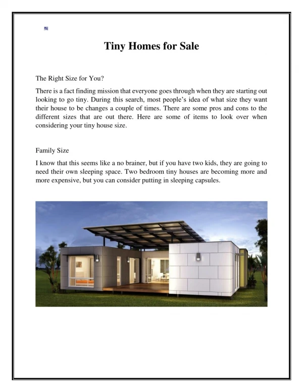 Tiny homes for sale
