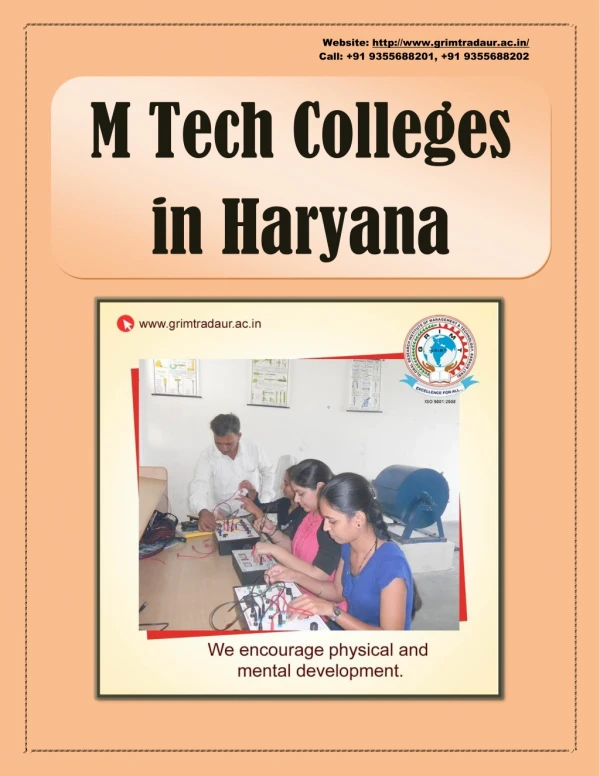 M tech Colleges in Haryana - B Tech Colleges in Haryana