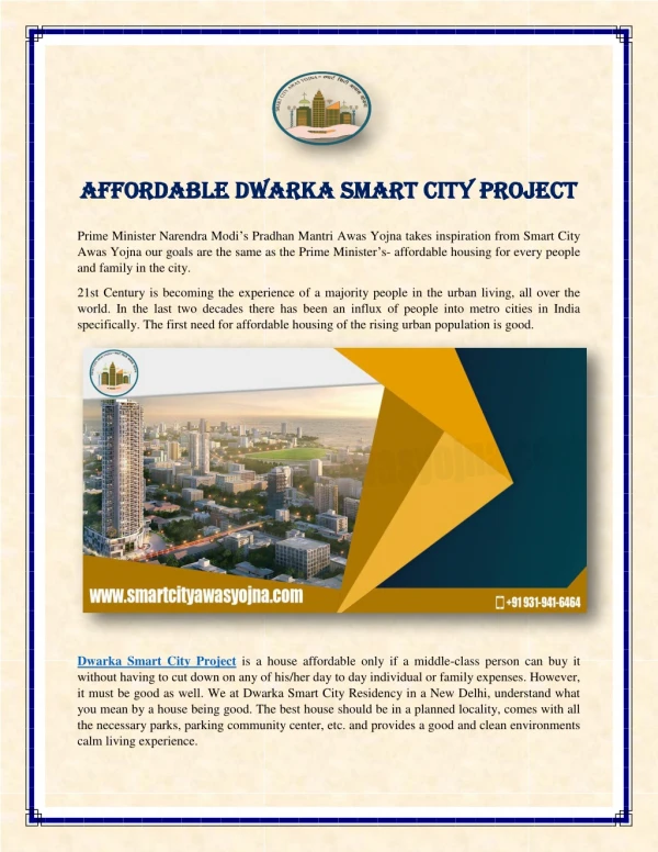 Affordable Dwarka Smart City Project
