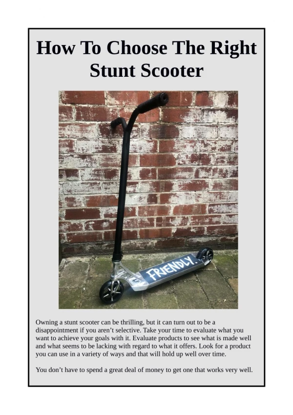 How to Choose the Right Stunt Scooter