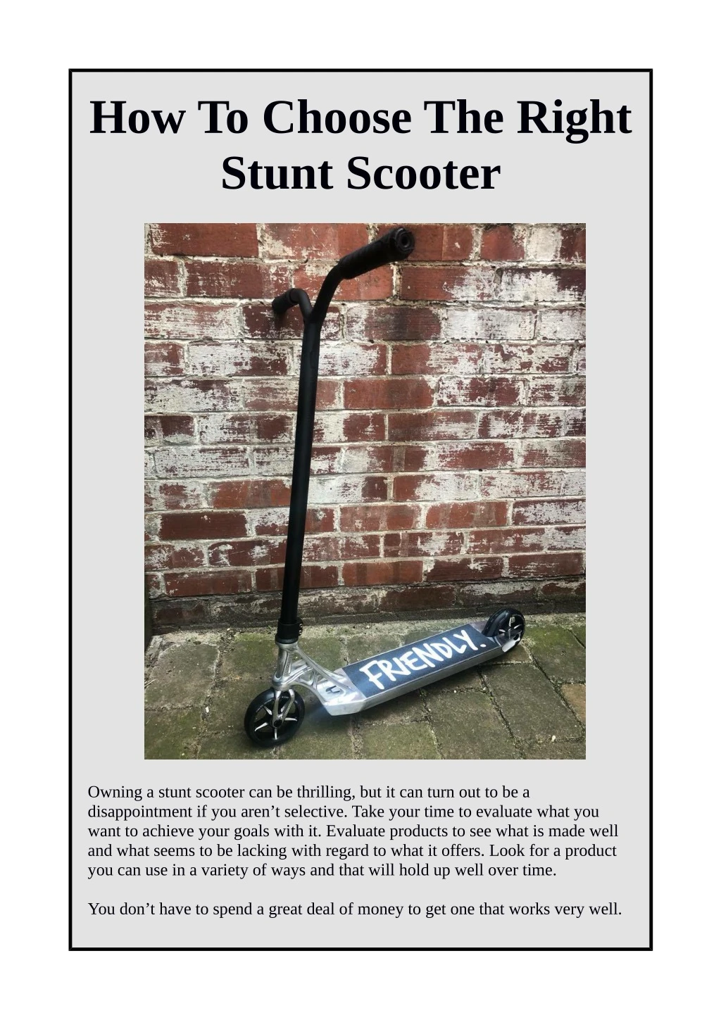 how to choose the right stunt scooter