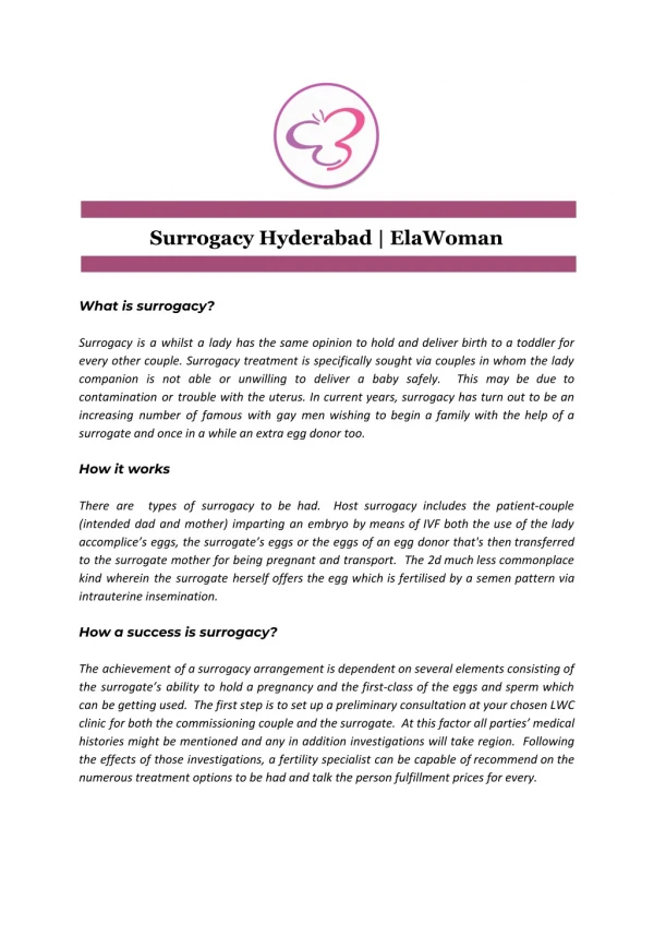 Surrogacy Hyderabad | ElaWoman