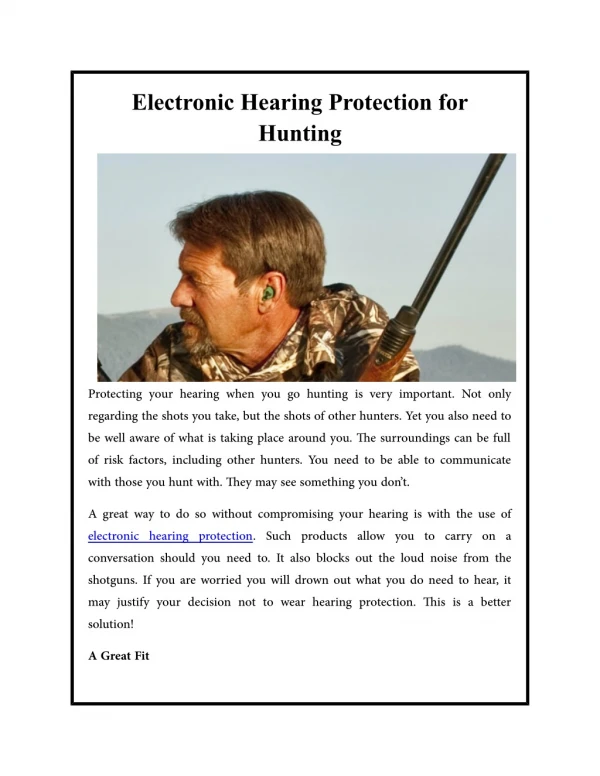 Electronic Hearing Protection for Hunting