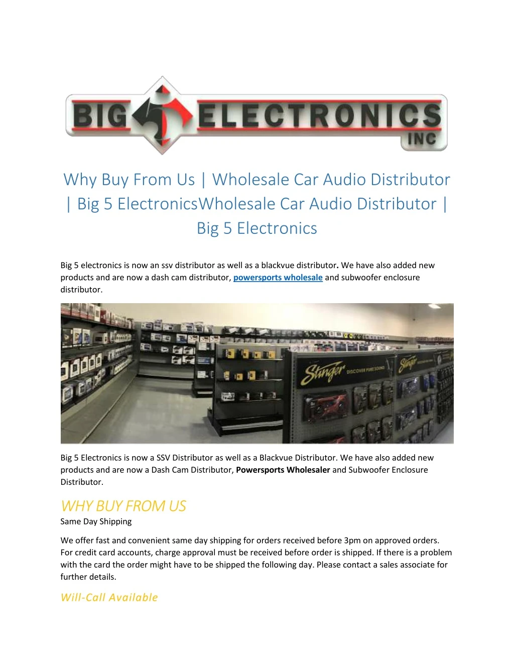 why buy from us wholesale car audio distributor