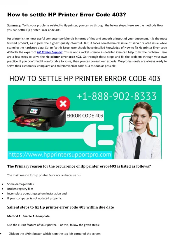 How to settle HP Printer Error Code 403?