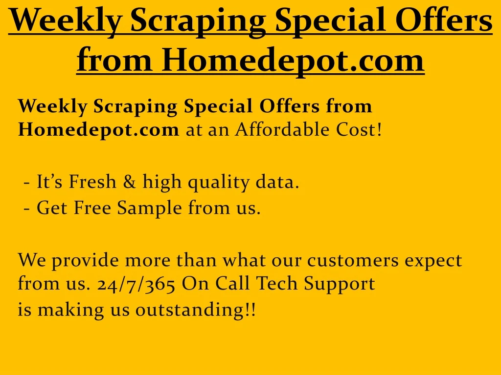 weekly scraping special offers from homedepot com