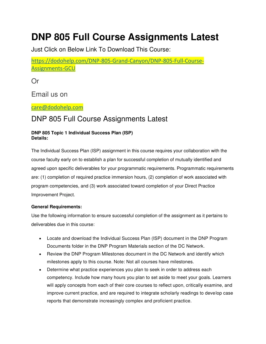 dnp 805 full course assignments latest
