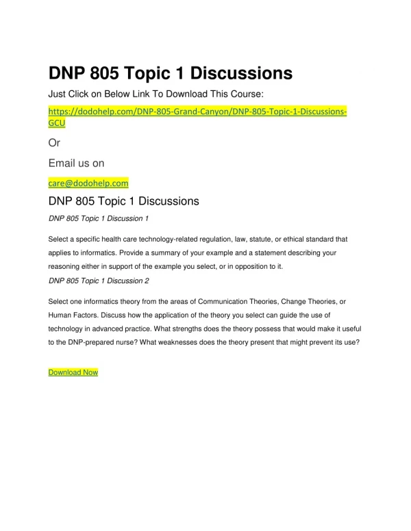 DNP 805 Topic 1 Discussions