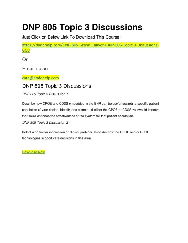 DNP 805 Topic 3 Discussions