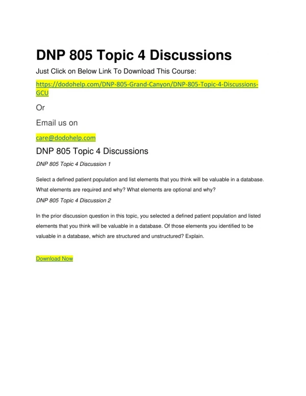 DNP 805 Topic 4 Discussions