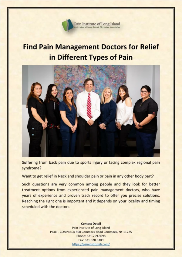 Find Pain Management Doctors for Relief in Different Types of Pain