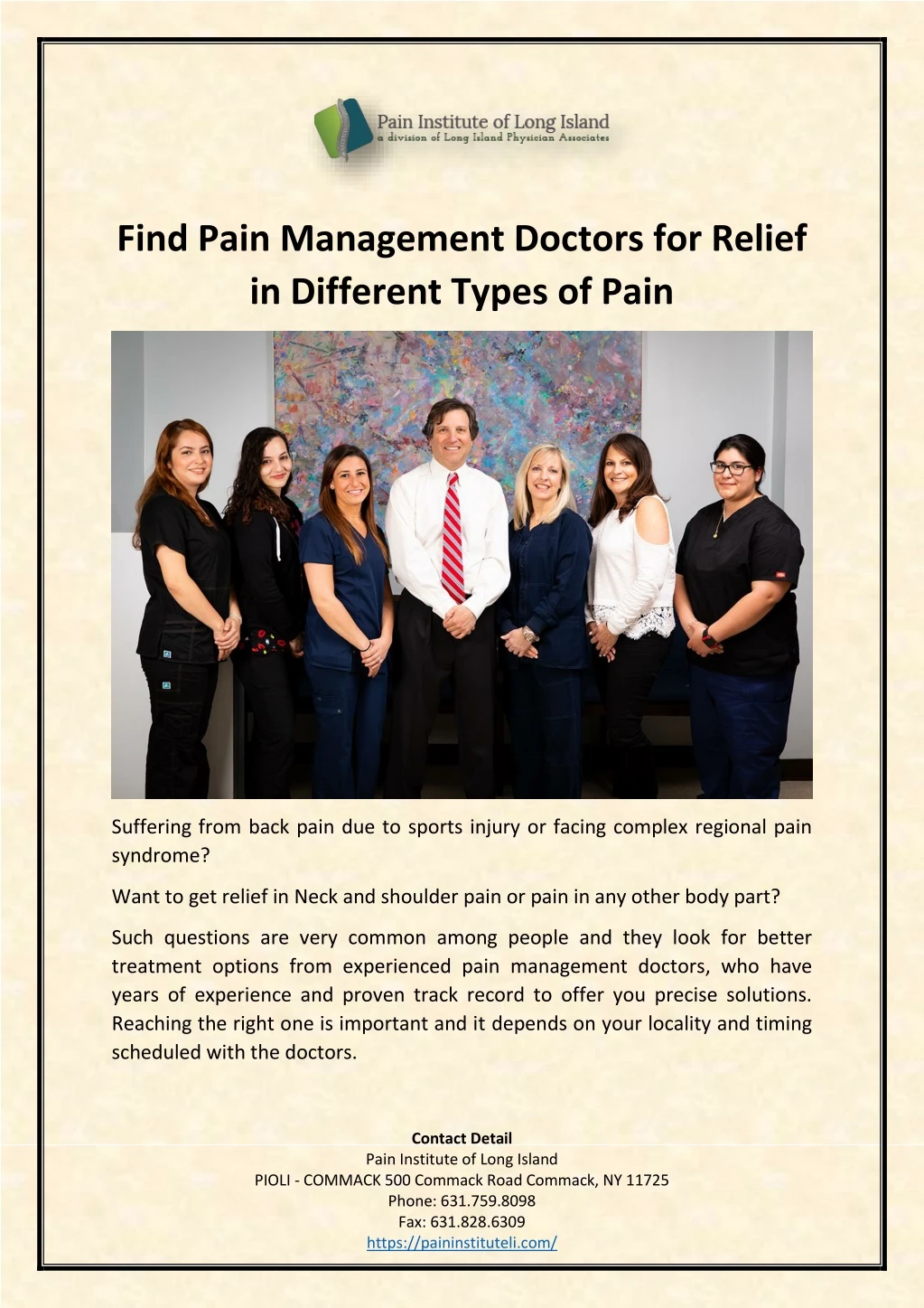 find pain management doctors for relief