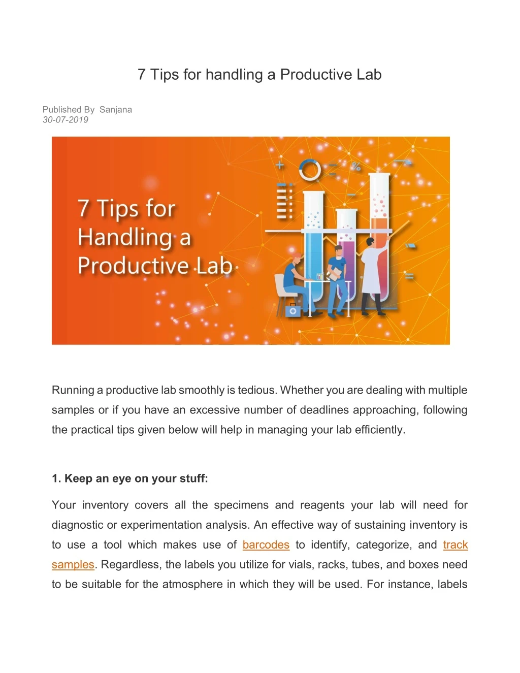 7 tips for handling a productive lab