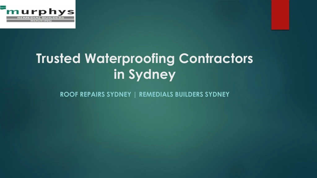 trusted waterproofing contractors in sydney