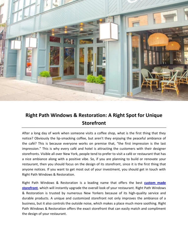 Right Path Windows & Restoration: A Right Spot for Unique Storefront