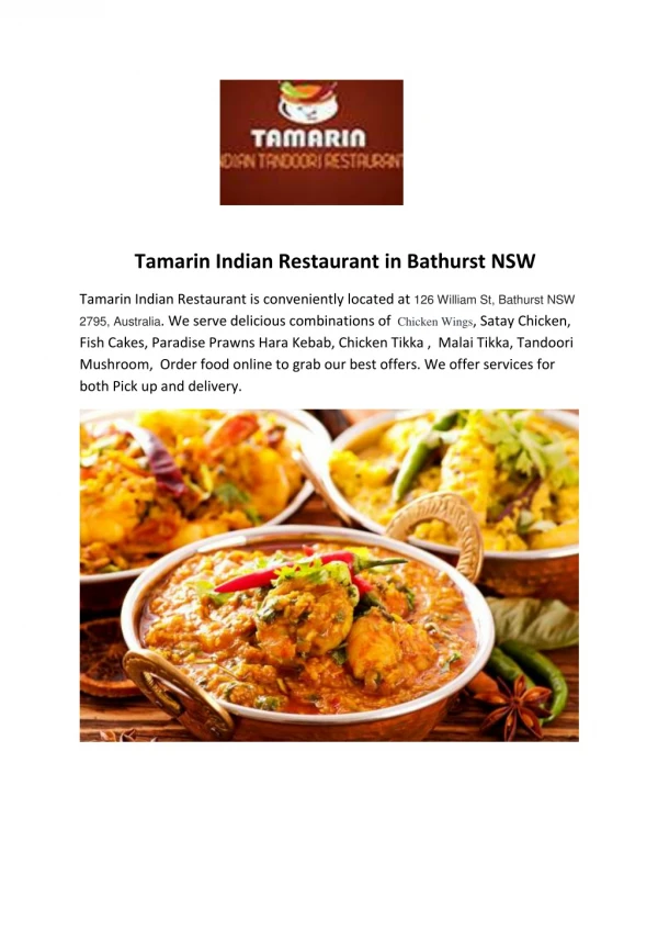 Tamarin Indian Restaurant in Bathurst
