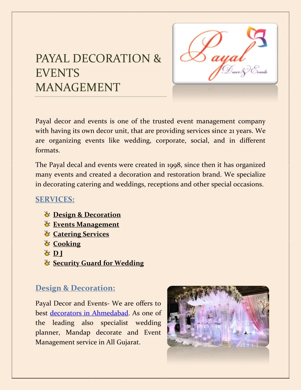 payal decoration events management