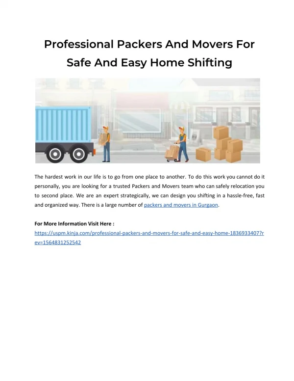 Professional Packers And Movers For Safe And Easy Home Shifting