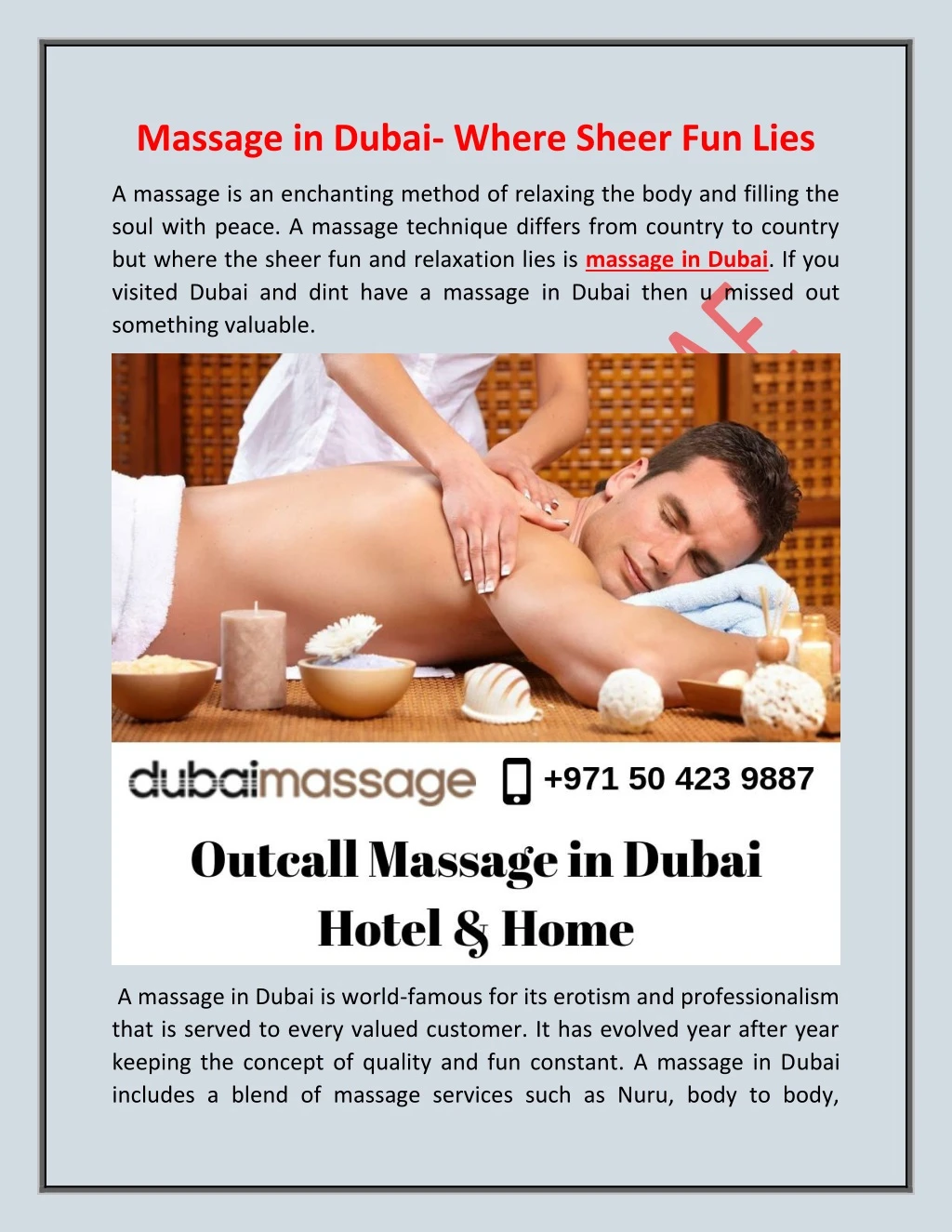 massage in dubai where sheer fun lies
