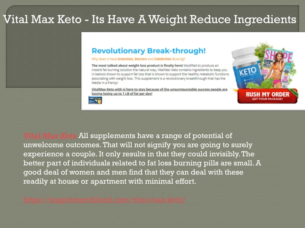 vital max keto its have a weight reduce