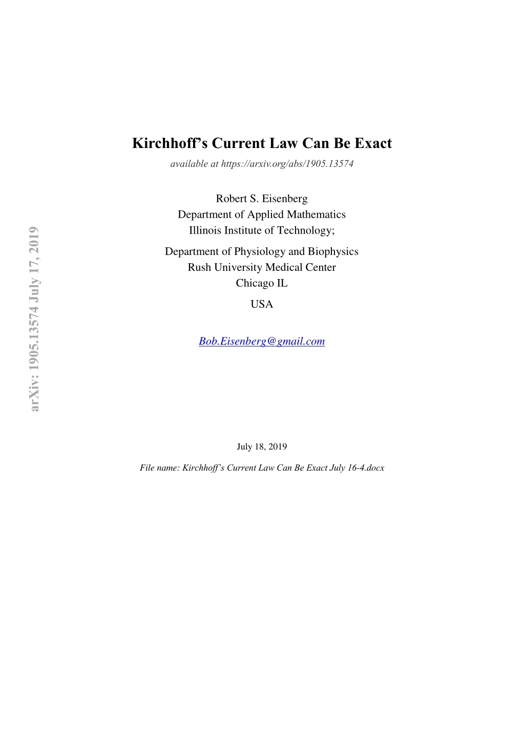 kirchhoff s current law can be exact