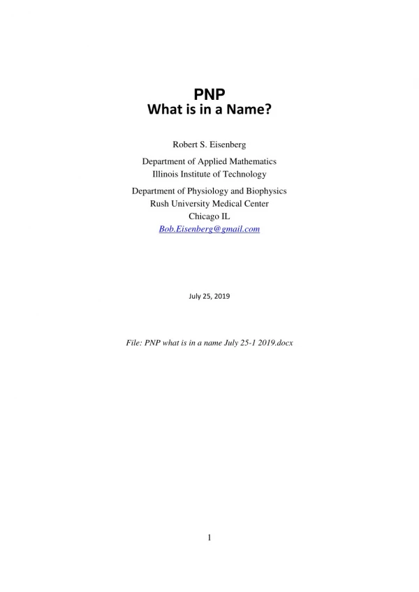 PNP: What is in a name?