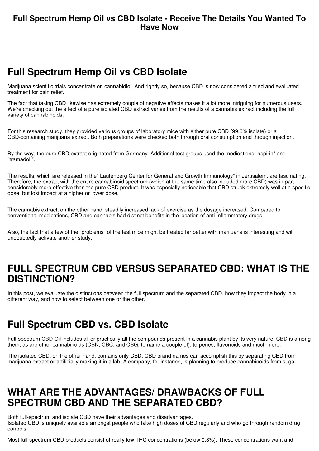 full spectrum hemp oil vs cbd isolate receive