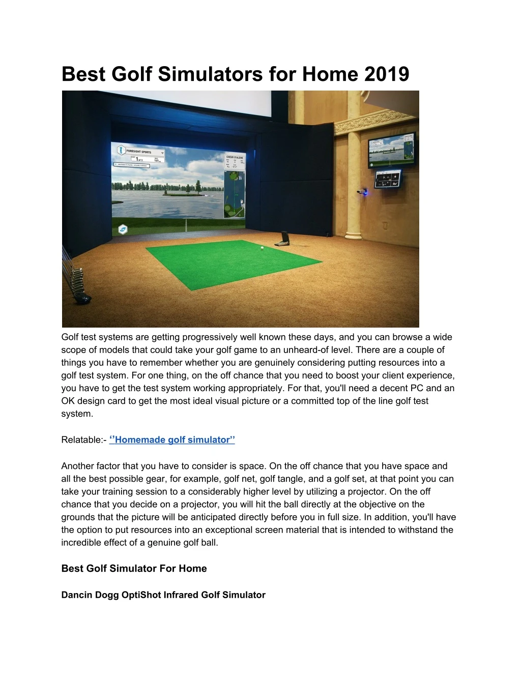 best golf simulators for home 2019