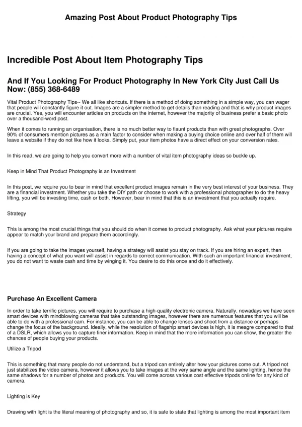 Remarkable Post About Product Photography Tips