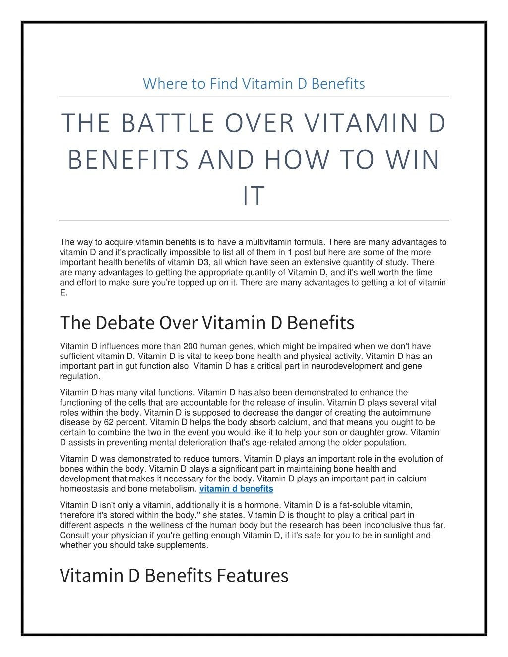 where to find vitamin d benefits