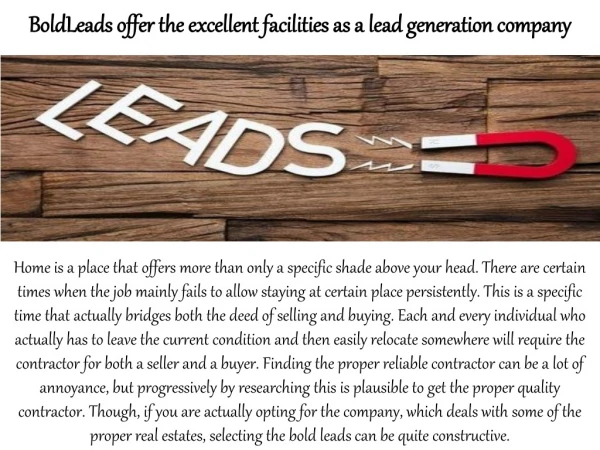 BoldLeads offer the excellent facilities as a lead generation company