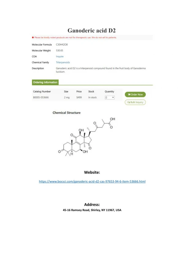 Ganoderic acid D2