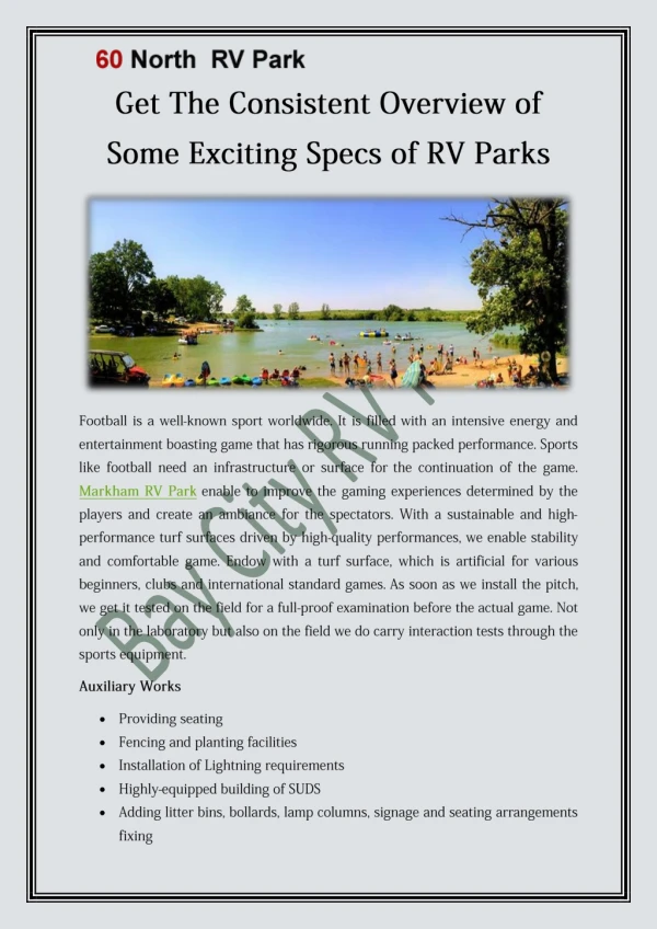 Get the Consistent Overview of Some Exciting specs of RV Parks