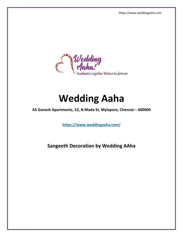 Sangeeth Decoration by Wedding Aaha