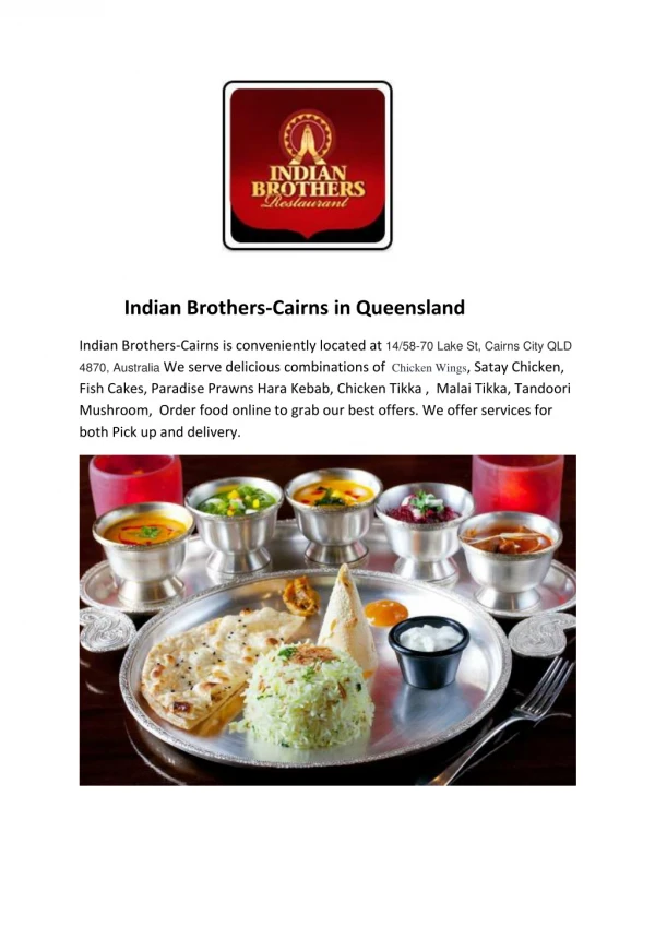 25% Off -Indian Brothers-Cairns-Cairns - Order Food Online
