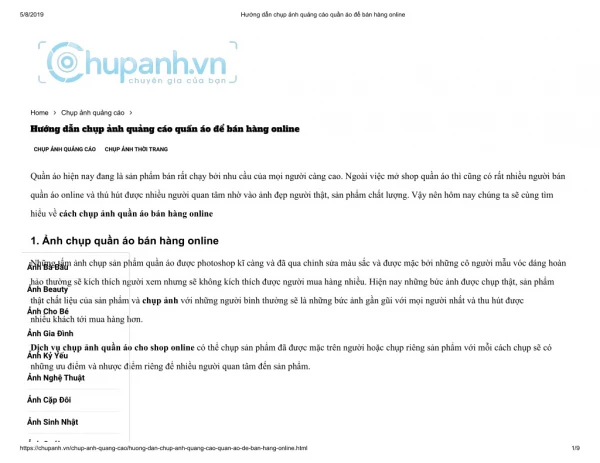 Hướng dẫn chụp ảnh quảng cáo quần áo để bán hàng online