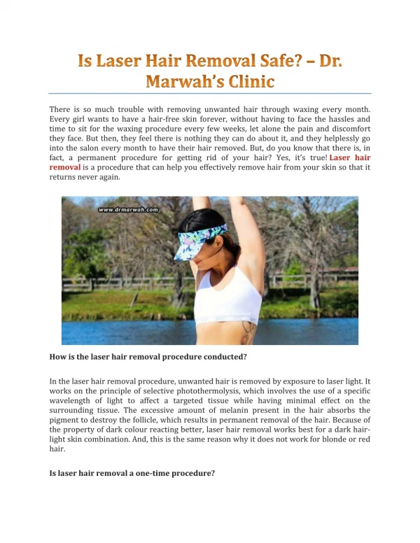 Is Laser Hair Removal Safe? - Dr. Marwah's Clinic