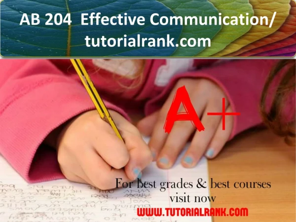 AB 204 Effective Communication - tutorialrank.com