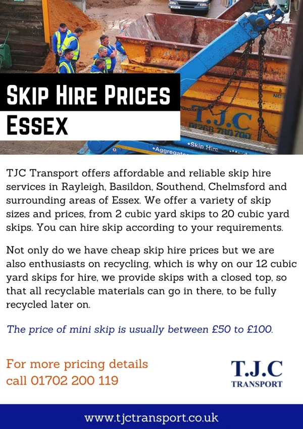 Skip Hire Prices Essex