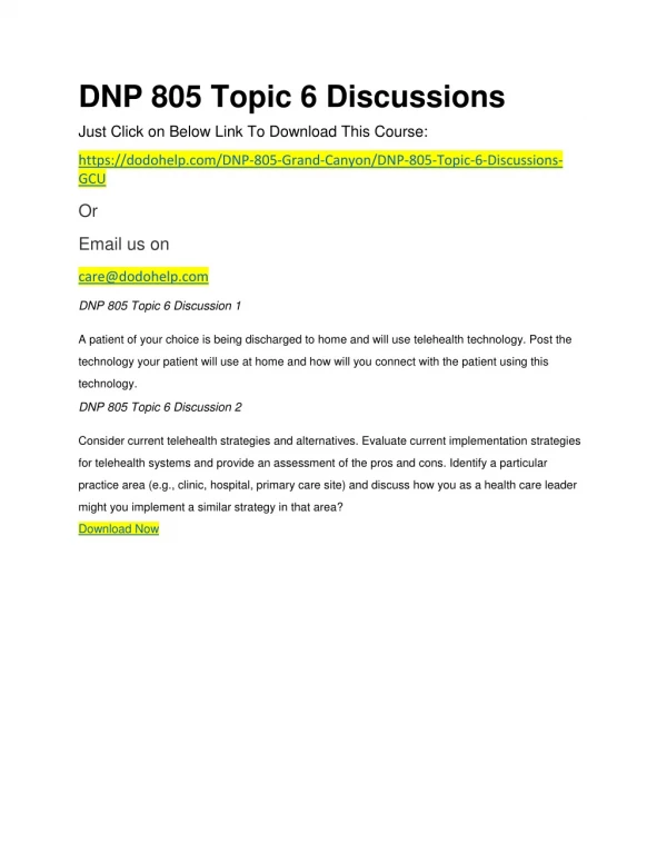 DNP 805 Topic 6 Discussions