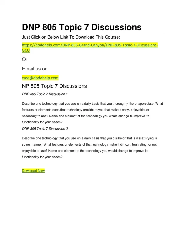 DNP 805 Topic 7 Discussions