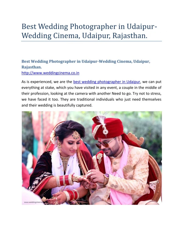 Best Wedding Photographer in Udaipur-Wedding Cinema, Udaipur, Rajasthan.