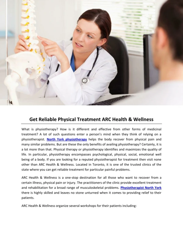 Get Reliable Physical Treatment ARC Health & Wellness