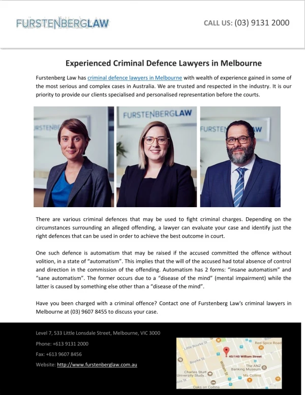 Experienced Criminal Defence Lawyers in Melbourne
